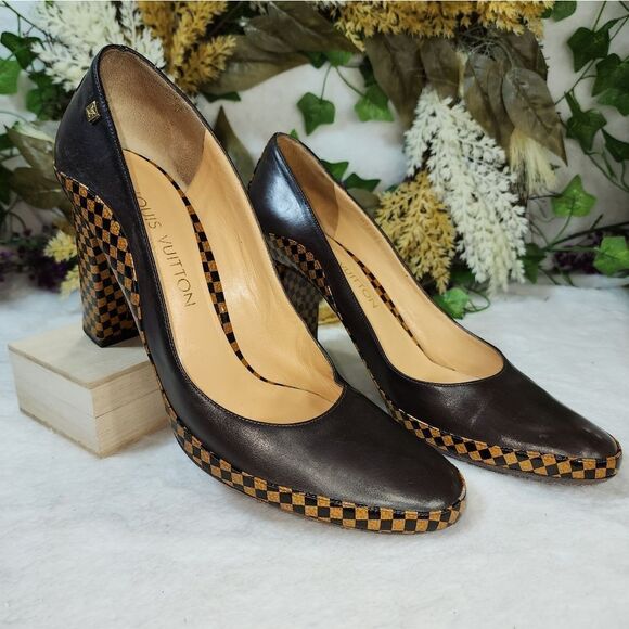 Louis Vuitton Damier Leather Platform Shoes with Dustbag Authentic STUNNING - Picture 4 of 16